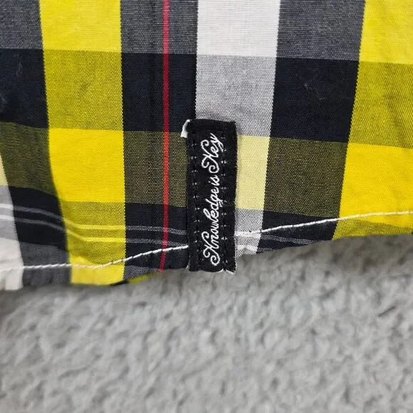 Akademiks Shirt Men's Plaid Yellow Black Button Up Long Sleeve AKDMKS Size 2XL - Picture 4 of 10